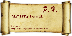 Pálffy Henrik névjegykártya